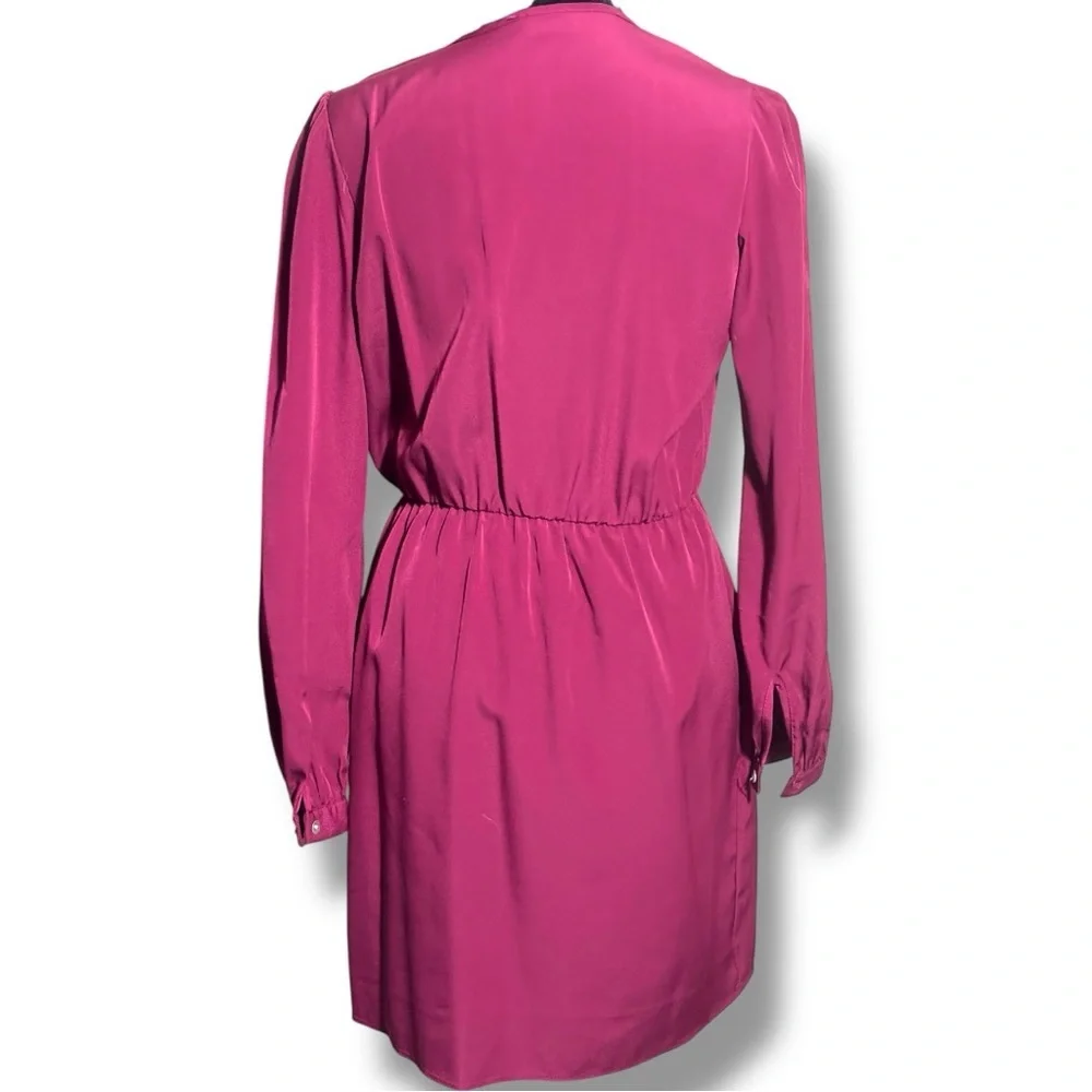 Brigitte Bailey Burgundy Wrap Front Long Sleeve V-neck Chic Mini Dress